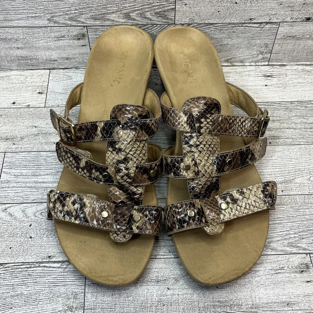 Vionic‎ Radia 381 Wedge Sandal Snakeskin Print Women Size 8 US